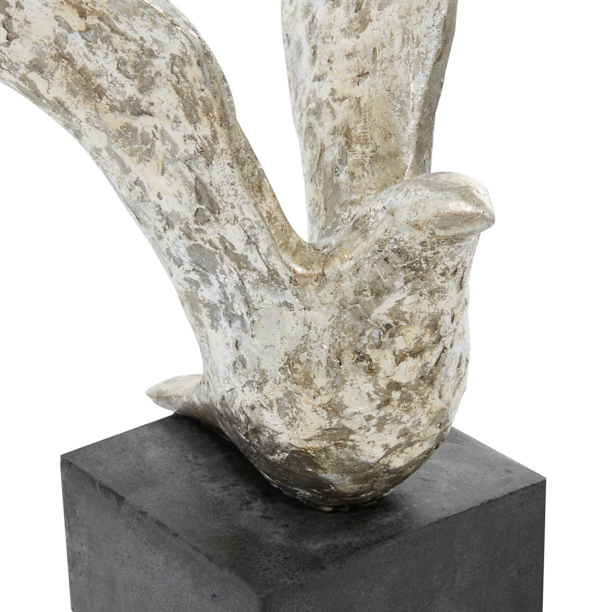 Set of 3 Silver Polystone Contemporary Sculpture, 14", 9", 14"